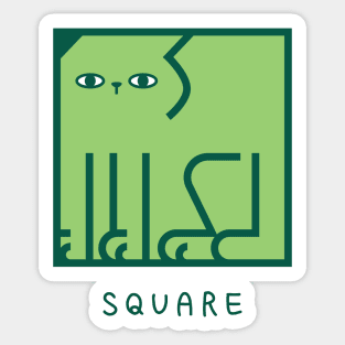 Cat in Square Shape Sticker